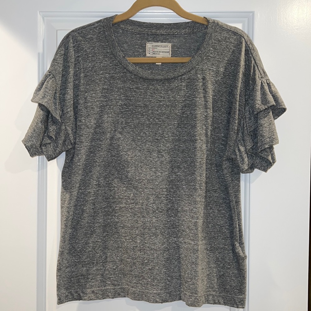 Current Elliot Ruffle Heather Gray Tee - like new